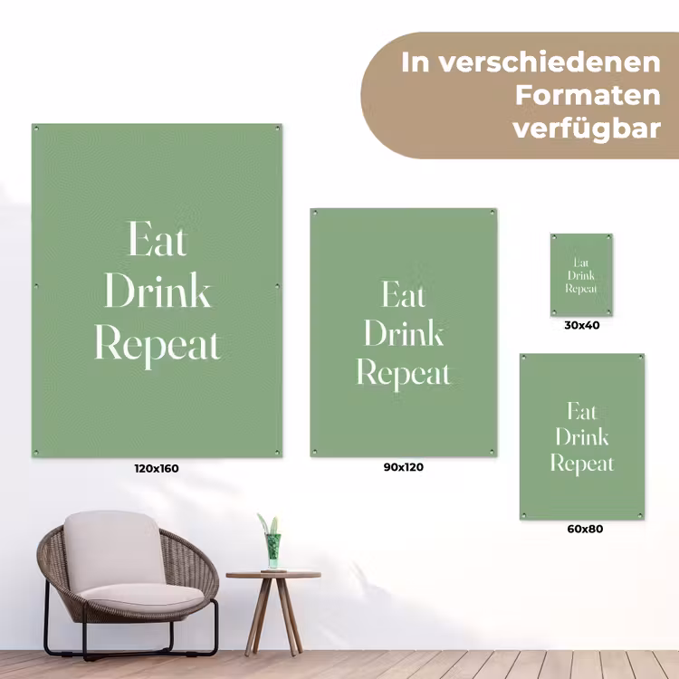 Eten - Drinken - Tekst - Mintgroen tuinposter los doek klein -Xsfeer9_DE