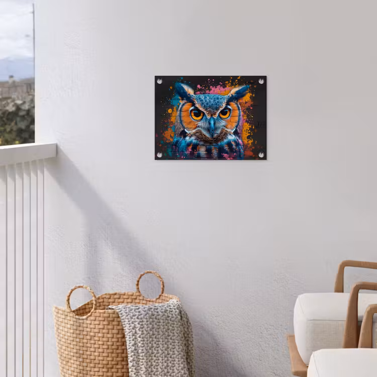 Uil met Intense Blik tuinposter los doek klein -sfeer8