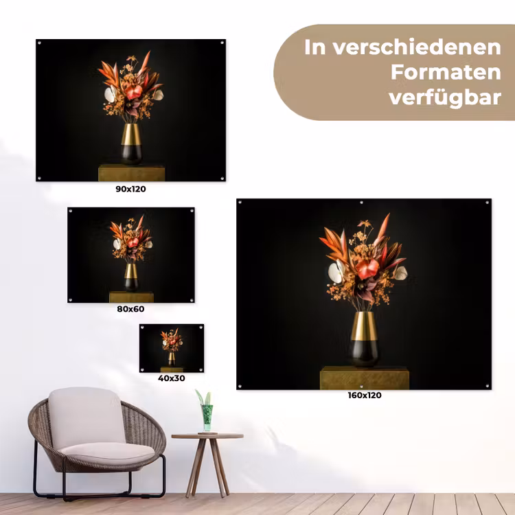 Exotisch - Boeket - Vaas - Goud tuinposter los doek klein -Xsfeer9_DE