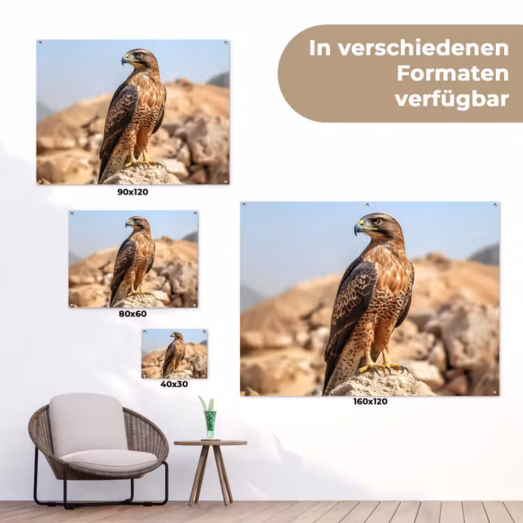 Valk - Vogel - Rots - Macht tuinposter los doek klein -Xsfeer9_DE