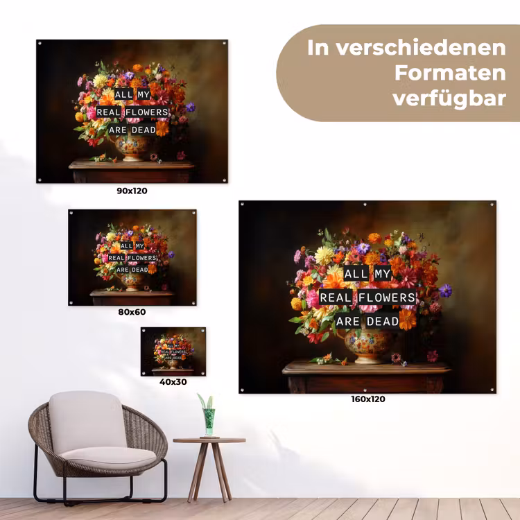 Kleur - Bloemen - Vintage - Bloemenvaas tuinposter los doek klein -Xsfeer9_DE