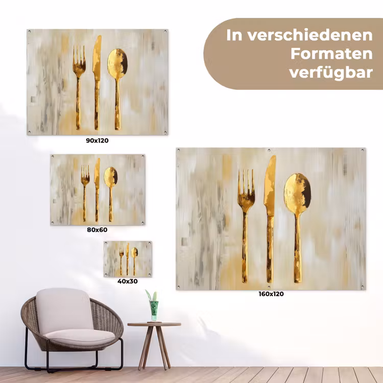 Verf - Goud - Bestek tuinposter los doek klein -Xsfeer9_DE