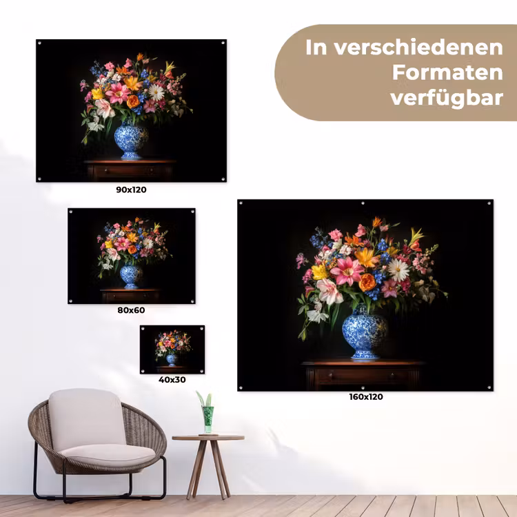 Kleur - Vaas - Bloemen - Boeket tuinposter los doek klein -Xsfeer9_DE