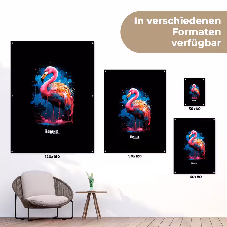 Gekleurde flamingo voor een verfexplosie tuinposter los doek klein -Xsfeer9_DE