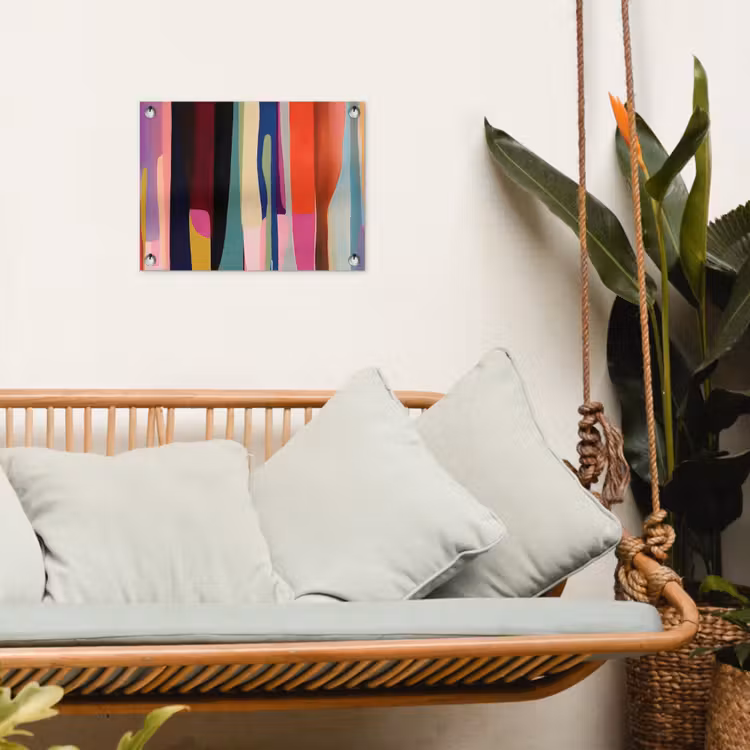 Kleurbanen - Verticaal - Kleurrijk tuinposter los doek klein -sfeer7