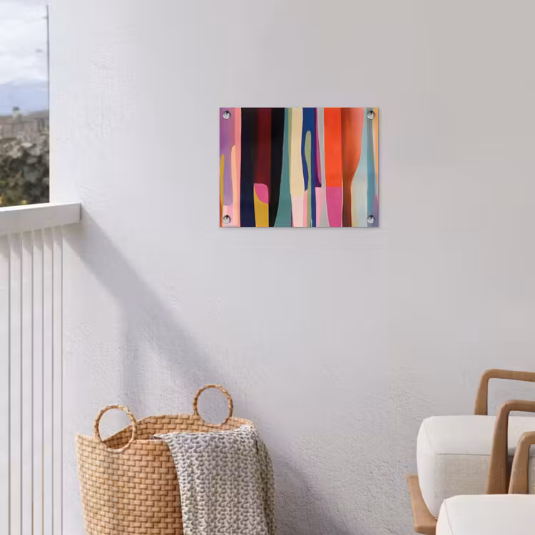 Kleurbanen - Verticaal - Kleurrijk tuinposter los doek klein -sfeer8