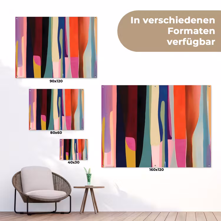 Kleurbanen - Verticaal - Kleurrijk tuinposter los doek klein -Xsfeer9_DE