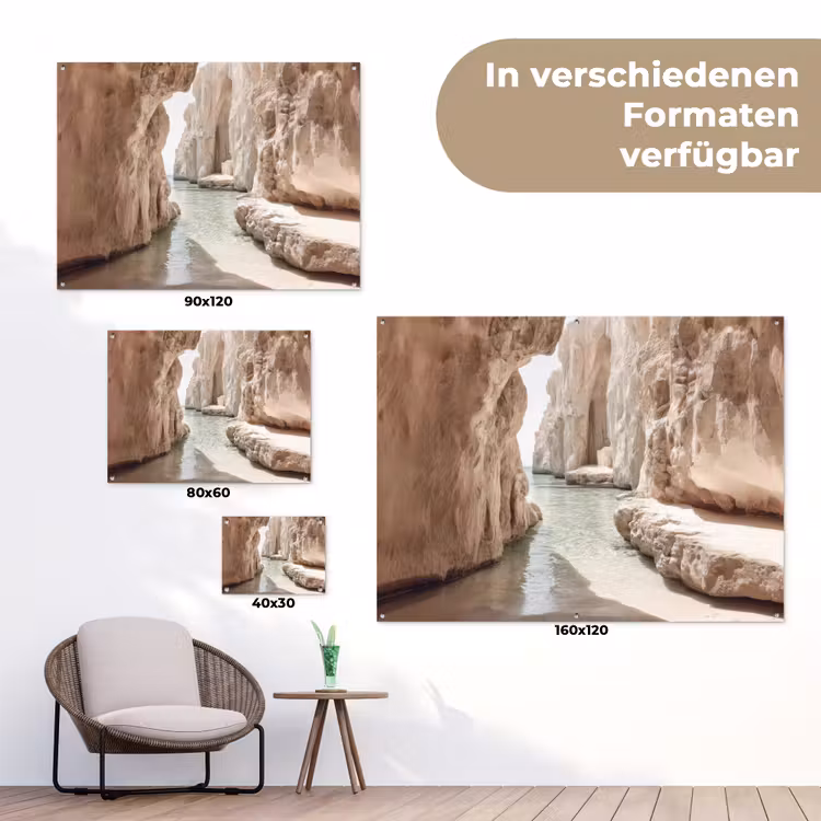 Rotsen - Zee - Zand - Kloof tuinposter los doek klein -Xsfeer9_DE