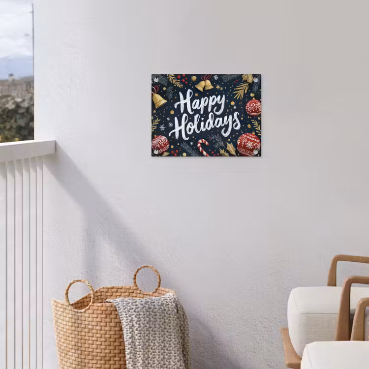 Feestelijk - Kerstgroet - Kleurrijk tuinposter los doek klein -sfeer8