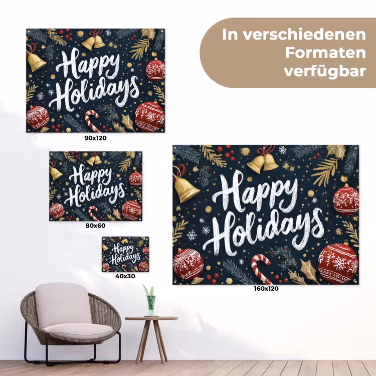 Feestelijk - Kerstgroet - Kleurrijk tuinposter los doek klein -Xsfeer9_DE