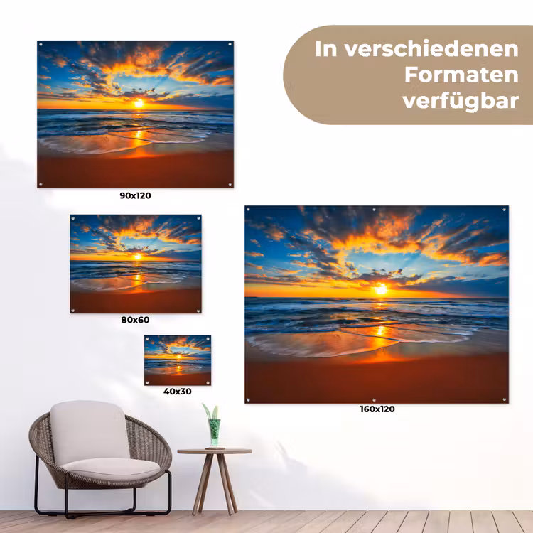 Vurige Zonsopgang aan Zee tuinposter los doek klein -Xsfeer9_DE