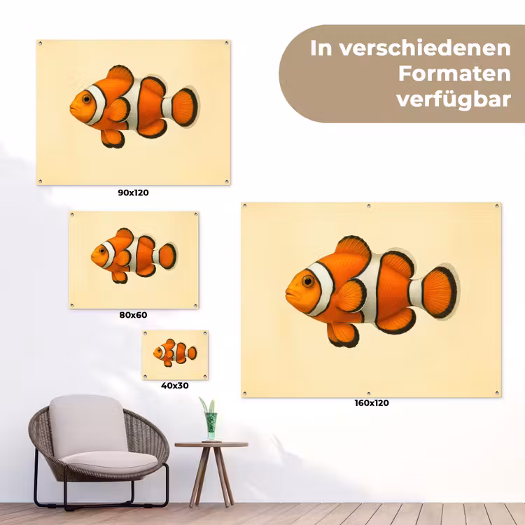 Vis - Oranje - Strepen tuinposter los doek klein -Xsfeer9_DE