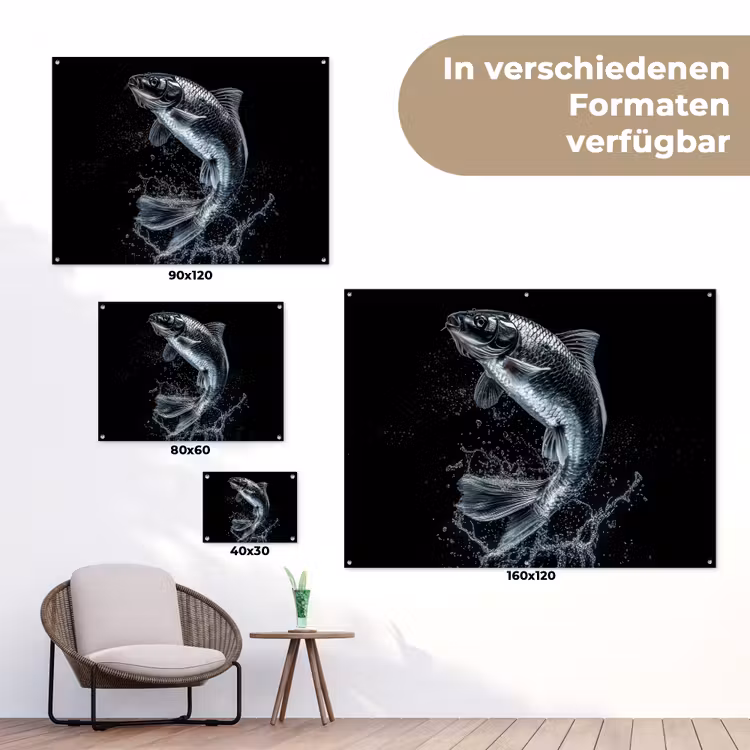 Vis - Koi - Zwart - Water tuinposter los doek klein -Xsfeer9_DE