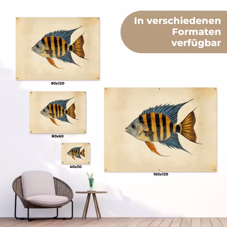 Vis - Tropisch - Strepen - Vinnen tuinposter los doek klein -Xsfeer9_DE