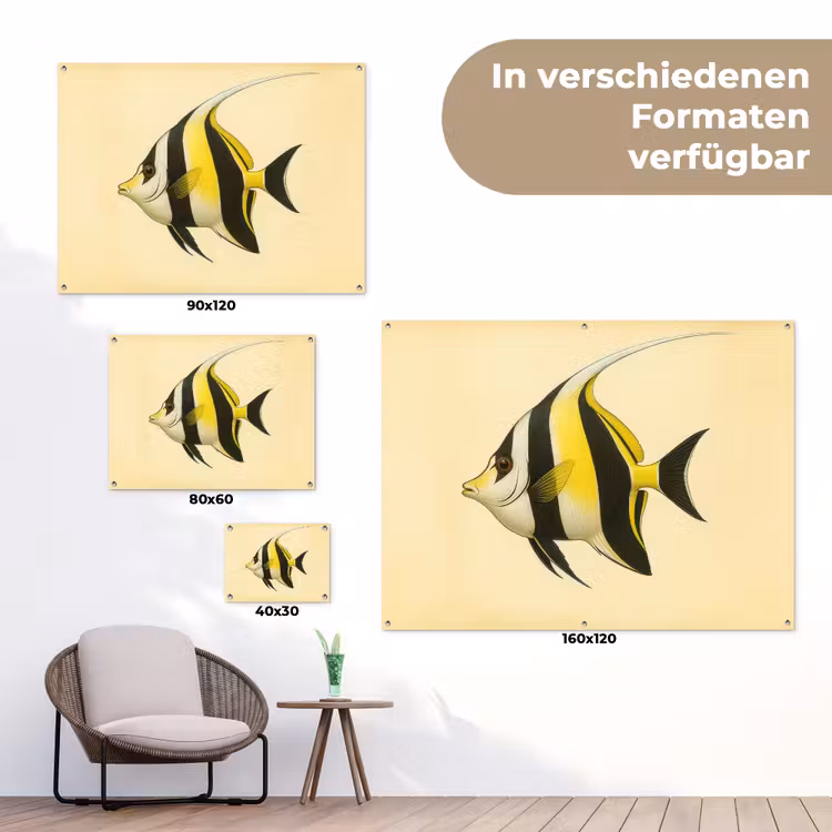 Vis - Sierlijk - Rugvin - Geel tuinposter los doek klein -Xsfeer9_DE