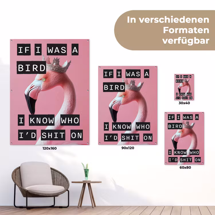 Flamingo - Roze - Vogel - Decoratie tuinposter los doek klein -Xsfeer9_DE