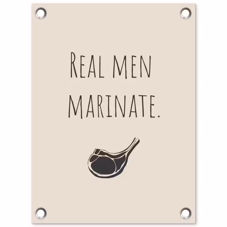 Vlees - Minimalistisch - Beige - Quote tuinposter los doek klein -3d