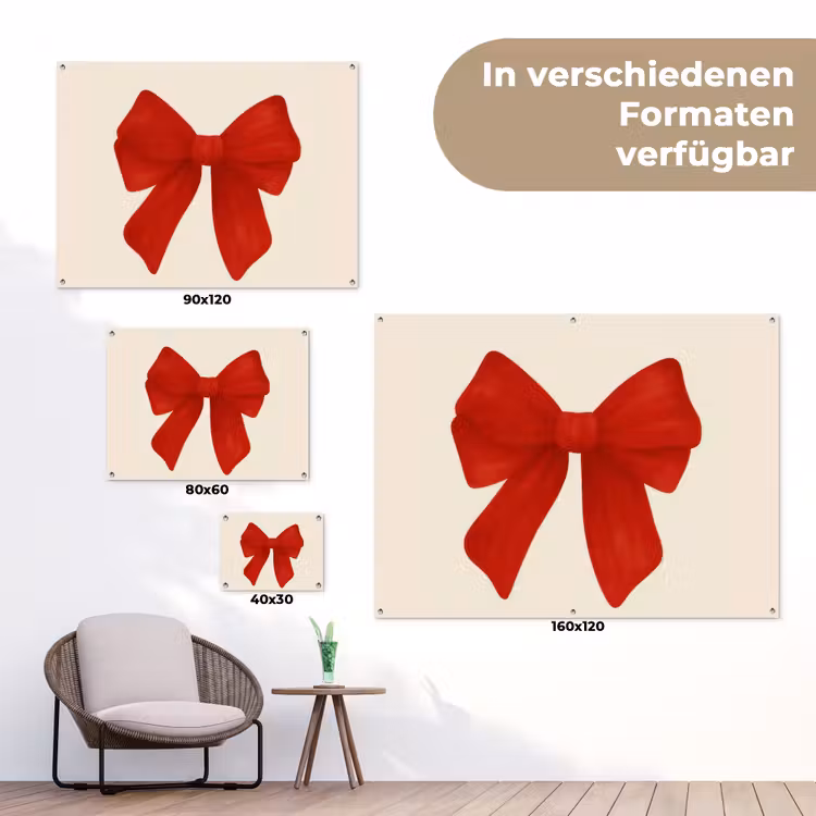 Strik - Symmetrisch - Rood - Lint tuinposter los doek klein -Xsfeer9_DE
