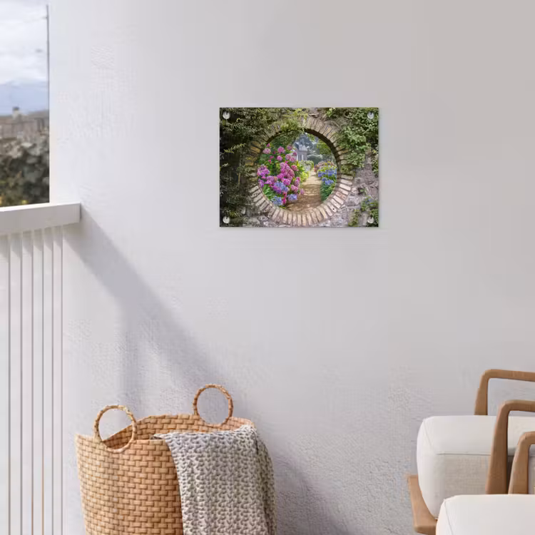 Bloemrijke tuinpoort tuinposter los doek klein -sfeer8