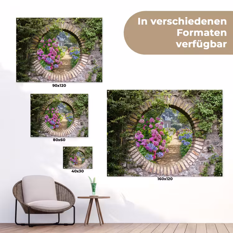 Bloemrijke tuinpoort tuinposter los doek klein -Xsfeer9_DE
