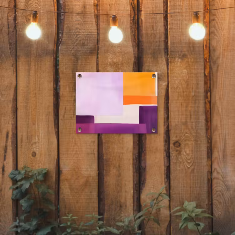 Vlakken - Abstract - Rechthoekig - Oranje tuinposter los doek klein -sfeer1