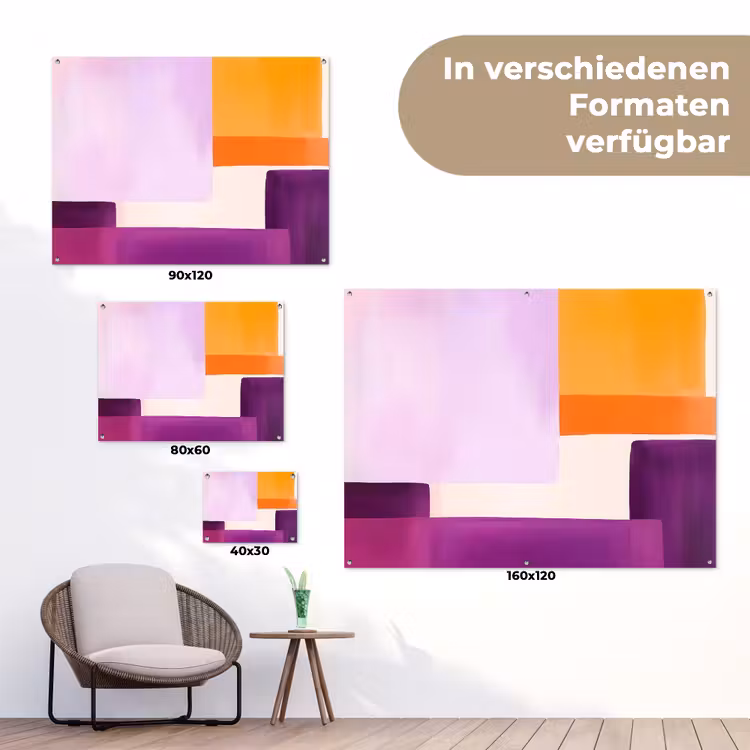Vlakken - Abstract - Rechthoekig - Oranje tuinposter los doek klein -Xsfeer9_DE