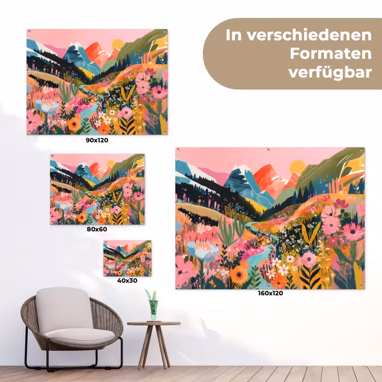 Rivier - Diepte - Bloemen tuinposter los doek klein -Xsfeer9_DE