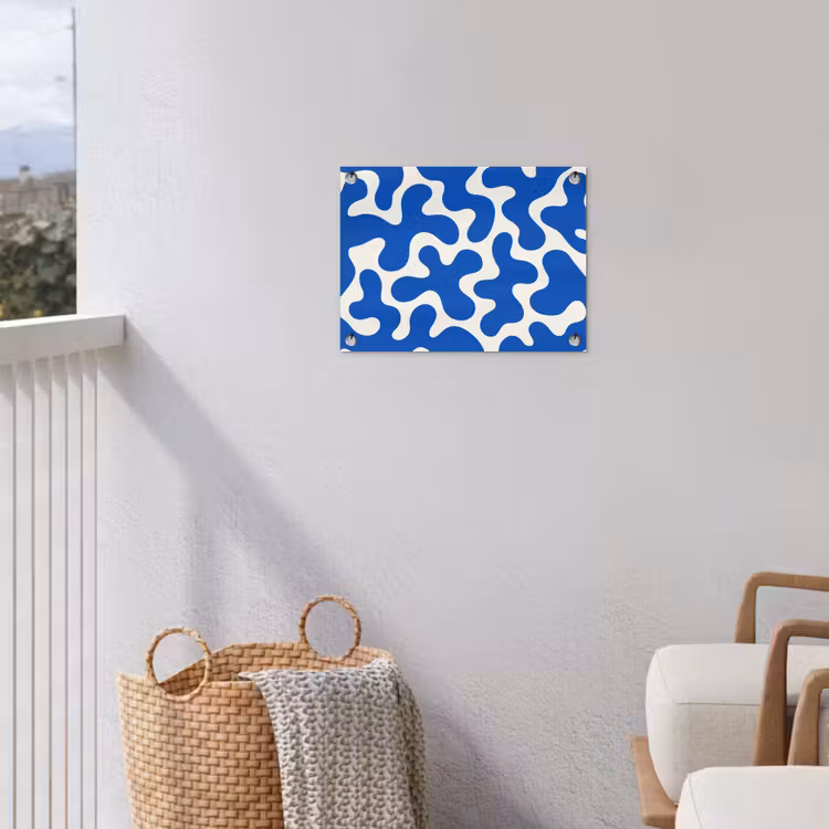 Vormen - Abstract - Blauw - Golven tuinposter los doek klein -sfeer8