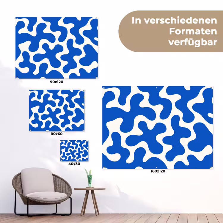 Vormen - Abstract - Blauw - Golven tuinposter los doek klein -Xsfeer9_DE