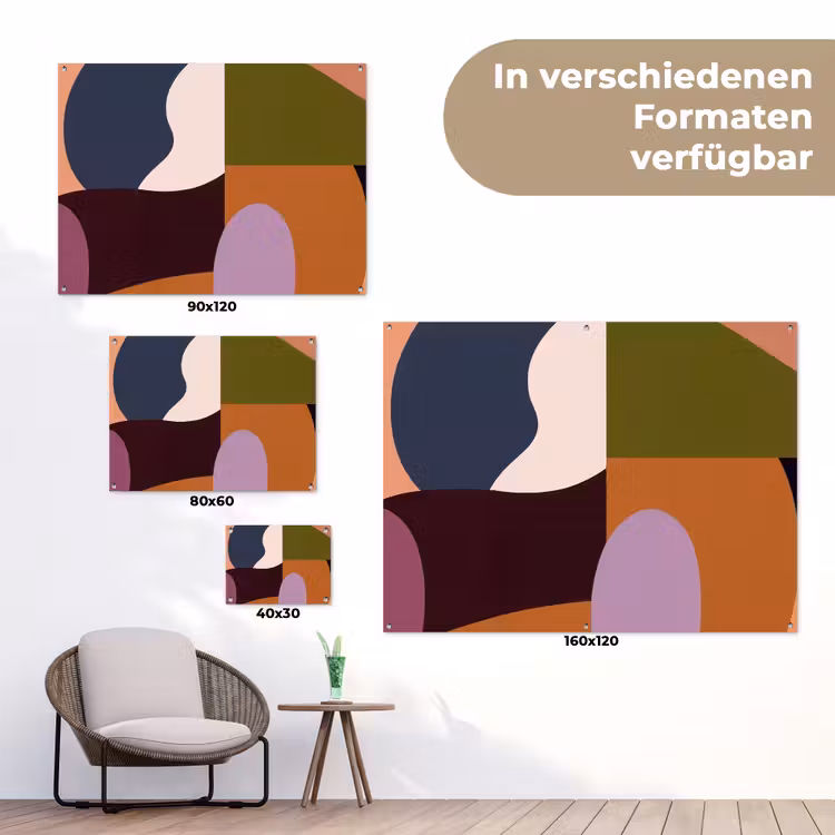 Vormen - Abstract - Kleuren - Vierkant tuinposter los doek klein -Xsfeer9_DE