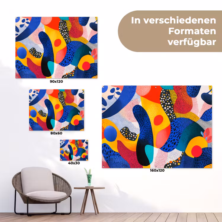 Vormen - Abstract - Stippels - Blauw tuinposter los doek klein -Xsfeer9_DE