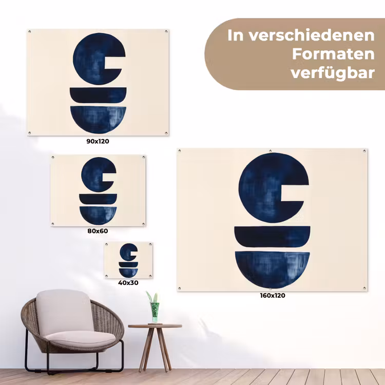 Vormen - Blauw - Abstract tuinposter los doek klein -Xsfeer9_DE
