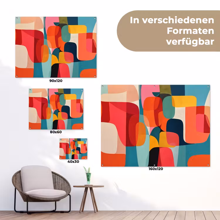 Vormen - Kleurrijk - Abstract - Vlakken tuinposter los doek klein -Xsfeer9_DE
