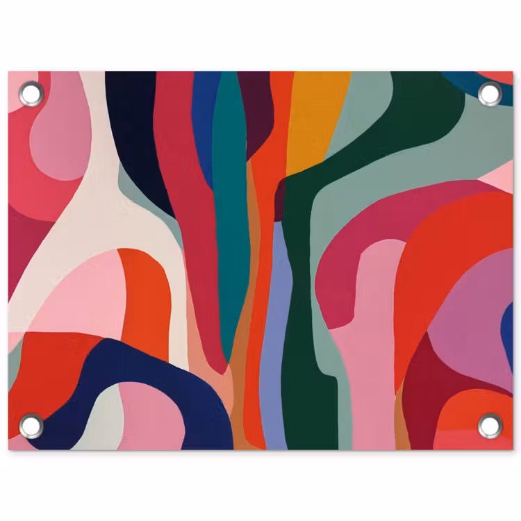 Vormen - Bochten - Kleurrijk - Abstract tuinposter los doek klein -3d