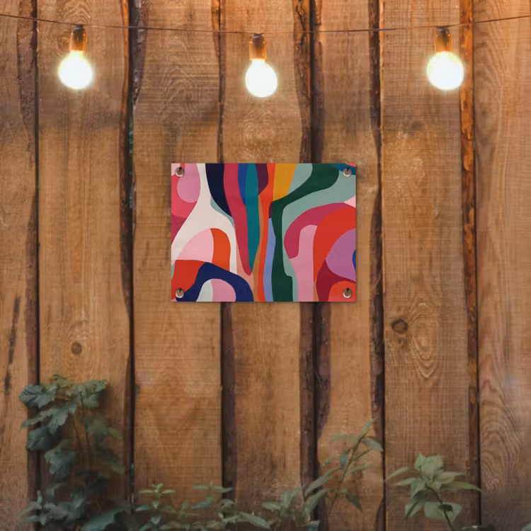 Vormen - Bochten - Kleurrijk - Abstract tuinposter los doek klein -sfeer1