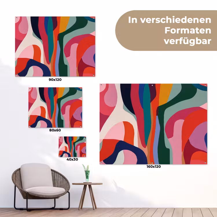 Vormen - Bochten - Kleurrijk - Abstract tuinposter los doek klein -Xsfeer9_DE