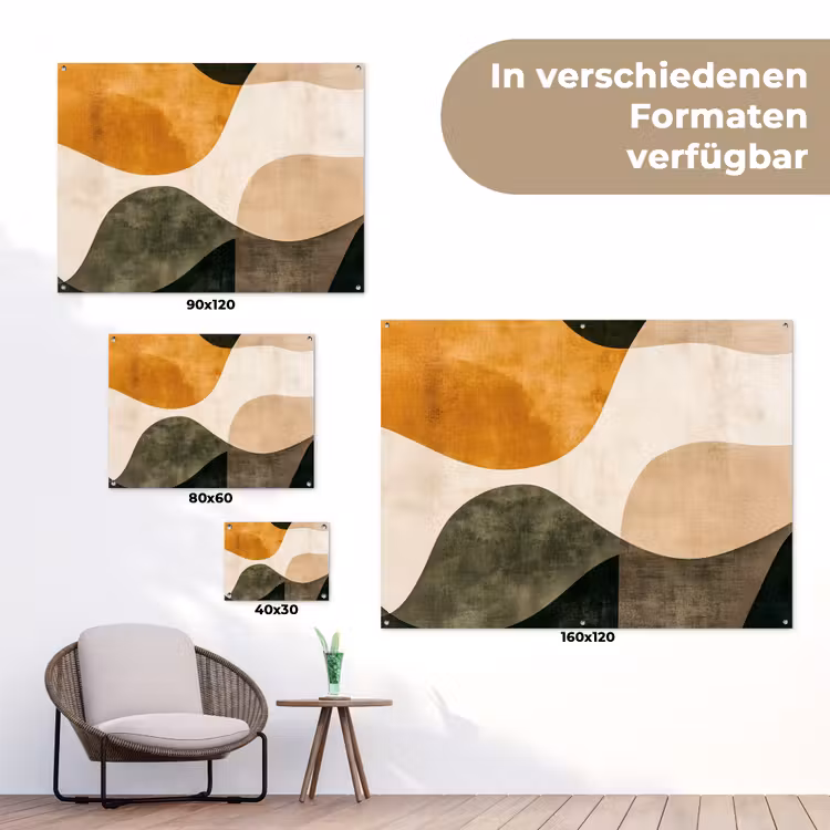 Vormen - Okergeel - Abstract tuinposter los doek klein -Xsfeer9_DE