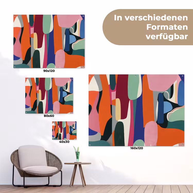 Vormen - Ritmisch - Kleuren - Abstract tuinposter los doek klein -Xsfeer9_DE