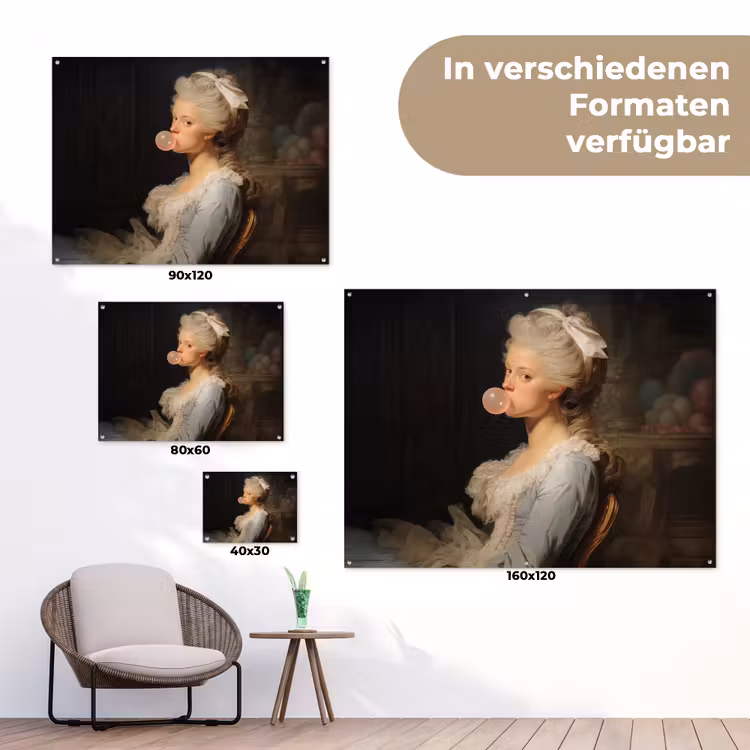 Vrouw - Barokjurk - Kauwgom tuinposter los doek klein -Xsfeer9_DE