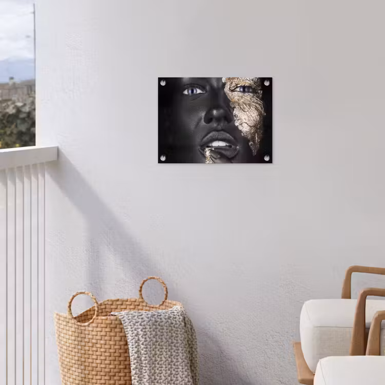 Vrouw - Bladgoud - Zwart - Huid - Luxe tuinposter los doek klein -sfeer8