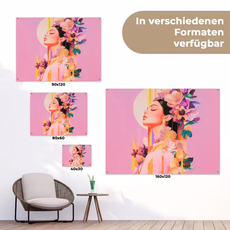 Vrouw - Bloemen - Paars - Abstract tuinposter los doek klein -Xsfeer9_DE