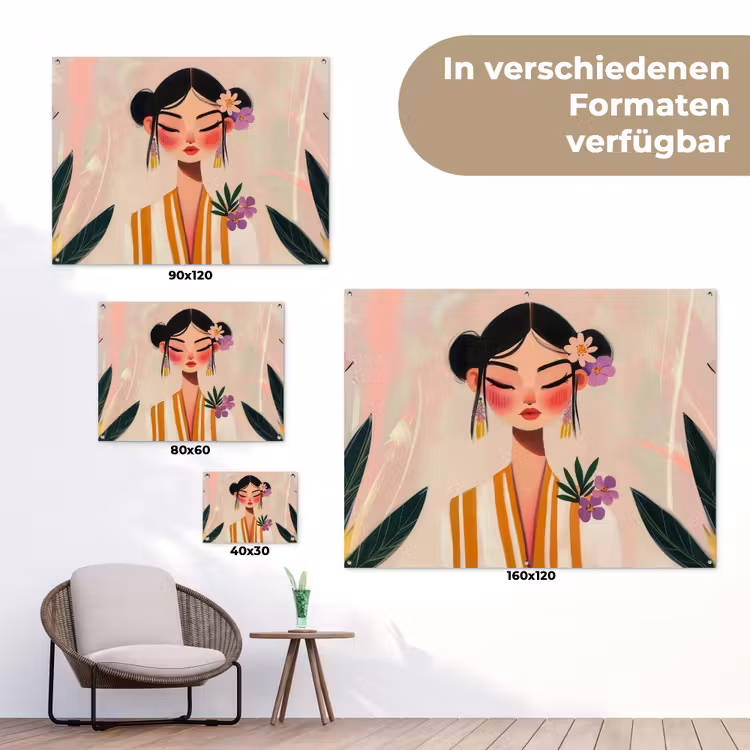 Vrouw - Bloemen - Pastel tuinposter los doek klein -Xsfeer9_DE