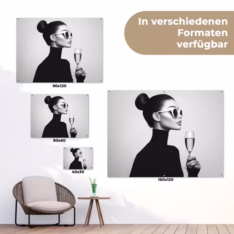 Vrouw - Champagne - Modern tuinposter los doek klein -Xsfeer9_DE