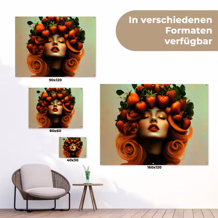 Vrouw - Aardbeien - Kroon tuinposter los doek klein -Xsfeer9_DE