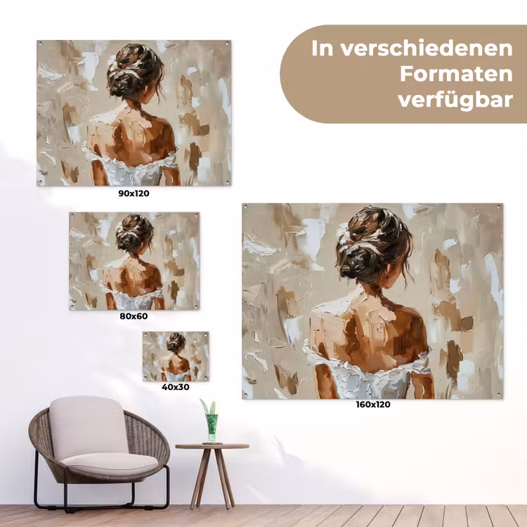 Vrouw - Verf - Abstract - Beige - Modern tuinposter los doek klein -Xsfeer9_DE