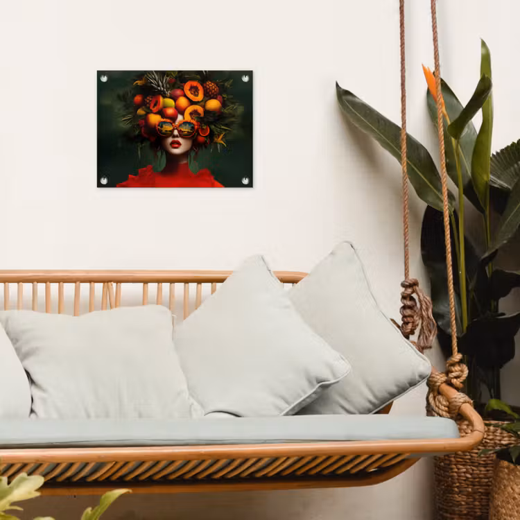 Vrouw - Vruchten - Papaja - Ananas tuinposter los doek klein -sfeer7