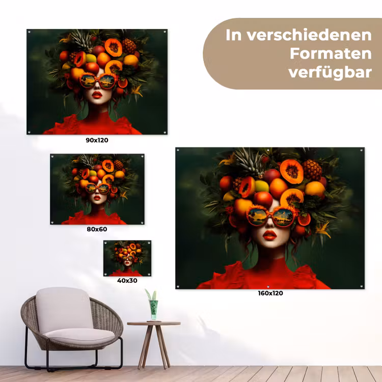Vrouw - Vruchten - Papaja - Ananas tuinposter los doek klein -Xsfeer9_DE