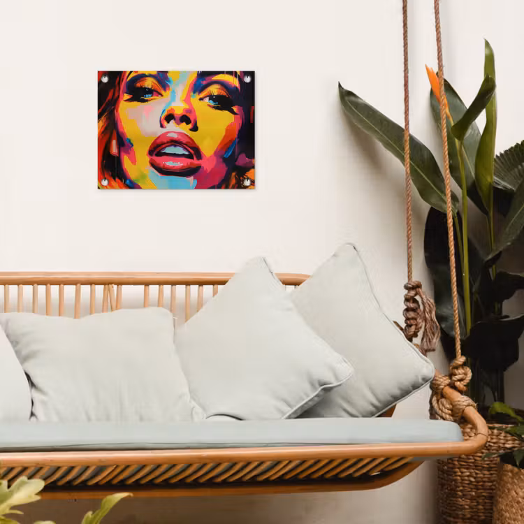 Vrouw - Gezicht - Kleurrijk tuinposter los doek klein -sfeer7