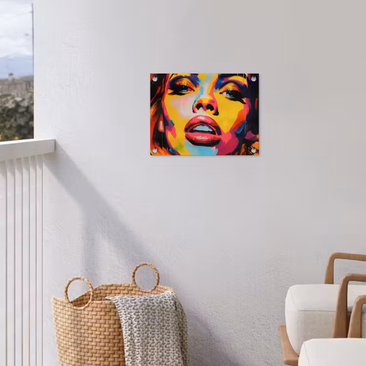 Vrouw - Gezicht - Kleurrijk tuinposter los doek klein -sfeer8