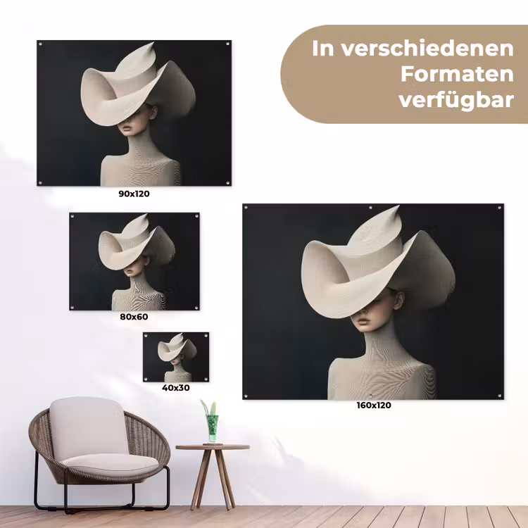 Vrouw - Golvende - Hoed tuinposter los doek klein -Xsfeer9_DE